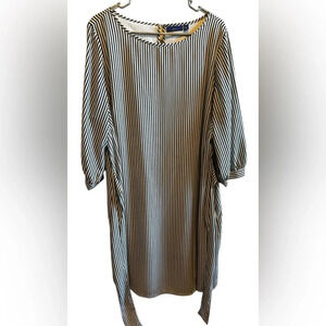 Apt. 9 Women’s Plus Size Shift Dress Black.  White Striped Belted Lined Sz 2XL